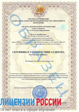 Образец сертификата соответствия аудитора №ST.RU.EXP.00006030-1 Демидово Сертификат ISO 27001